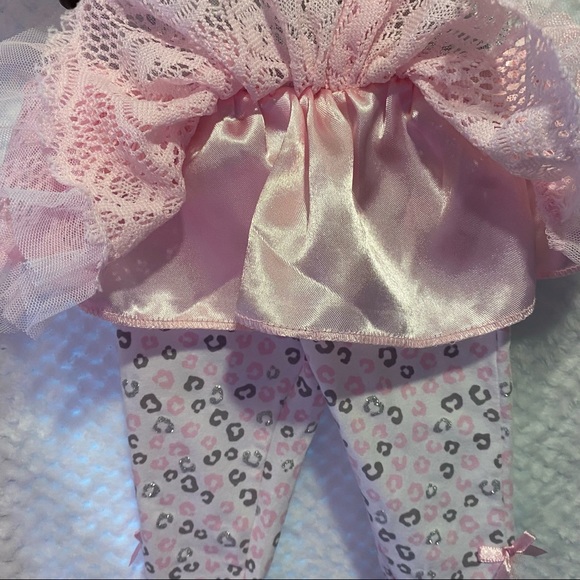 NWT Little Girls Matching Set, Onsie, Leggings, Tutu, Glitter Pink Leopard Spots - Picture 11 of 16